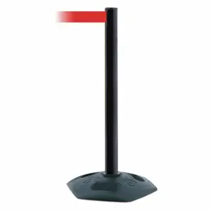 TENSABARRIER 886-33-MAX-NO-R5X-C Barrier Post With Belt, PVC, Black, 38 Inch Post Height, 2 1/2 Inch Post Dia | CU6GNJ 44ZV67