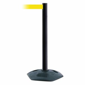 TENSABARRIER 886-33-MAX-NO-Y5X-C Barrier Post With Belt, PVC, Black, 38 Inch Post Height, 2 1/2 Inch Post Dia | CU6GNN 44ZV66