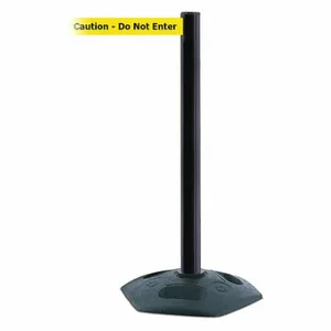 TENSABARRIER 886-33-MAX-NO-YAX-C Barrier Post With Belt, PVC, Black, 38 Inch Post Height, 2 1/2 Inch Post Dia | CU6HPE 44ZV70