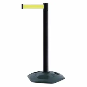 TENSABARRIER 886-33-STD-Y5-NV-C Barrier Post With Belt, PVC, Black, 38 Inch Post Height, 2 1/2 Inch Post Dia, Heavy Duty | CU6GNR 410C78