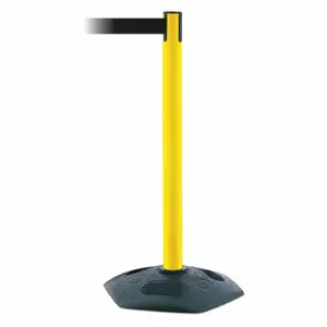 TENSABARRIER 886-35-MAX-NO-B9X-C Barrier Post With Belt, PVC, Yellow, 38 Inch Post Height, 2 1/2 Inch Post Dia | CU6GTB 44ZV55