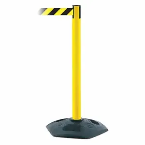 TENSABARRIER 886-35-MAX-NO-D4X-C Barrier Post With Belt, PVC, Yellow, 38 Inch Post Height, 2 1/2 Inch Post Dia | CU6GTC 44ZV60