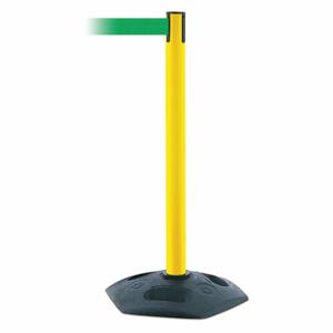 TENSABARRIER 886-35-MAX-NO-G6X-C Barrier Post With Belt, PVC, Yellow, 38 Inch Post Height, 2 1/2 Inch Post Dia | CU6GRX 44ZV56