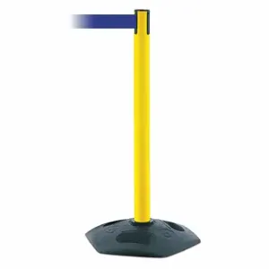 TENSABARRIER 886-35-MAX-NO-L5X-C Barrier Post With Belt, PVC, Yellow, 38 Inch Post Height, 2 1/2 Inch Post Dia | CU6HLH 44ZV59