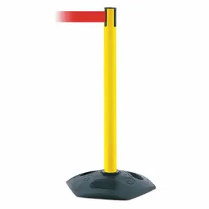 TENSABARRIER 886-35-MAX-NO-R5X-C Barrier Post With Belt, PVC, Yellow, 38 Inch Post Height, 2 1/2 Inch Post Dia | CU6HPR 44ZV58