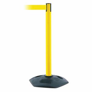 TENSABARRIER 886-35-MAX-NO-Y5X-C Barrier Post With Belt, PVC, Yellow, 38 Inch Post Height, 2 1/2 Inch Post Dia | CU6GRV 44ZV57