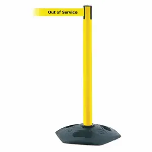 TENSABARRIER 886-35-MAX-NO-YEX-C Barrier Post With Belt, PVC, Yellow, 38 Inch Post Height, 2 1/2 Inch Post Dia | CU6GRZ 44ZV63