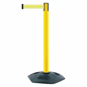 TENSABARRIER 886-35-STD-Y5-NV-C Barrier Post With Belt, PVC, Yellow, 38 Inch Post Height, 2 1/2 Inch Post Dia, Heavy Duty | CU6GTF 410C79