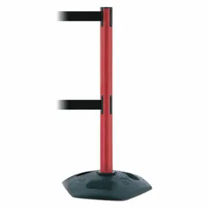 TENSABARRIER 886T2-21-MAX-NO-B9X-C Barrier Post With Belt, PVC, Red, 38 Inch Post Height, 2 1/2 Inch Post Dia | CU6GQW 30RG54