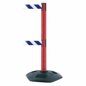 TENSABARRIER 886T2-21-MAX-NO-D1X-C Barrier Post With Belt, PVC, Red, 38 Inch Post Height, 2 1/2 Inch Post Dia | CU6GRC 30RG58
