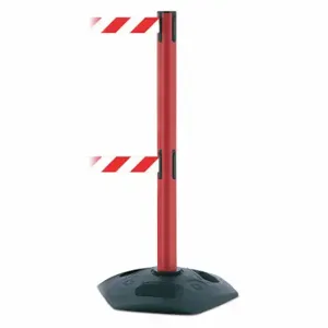 TENSABARRIER 886T2-21-MAX-NO-D3X-C Barrier Post With Belt, PVC, Red, 38 Inch Post Height, 2 1/2 Inch Post Dia | CU6GQU 30RG59