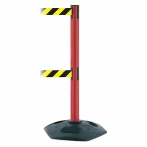 TENSABARRIER 886T2-21-MAX-NO-D4X-C Barrier Post With Belt, PVC, Red, 38 Inch Post Height, 2 1/2 Inch Post Dia | CU6GQQ 30RG60