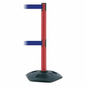 TENSABARRIER 886T2-21-MAX-NO-L5X-C Barrier Post With Belt, PVC, Red, 38 Inch Post Height, 2 1/2 Inch Post Dia | CU6GQR 30RG57