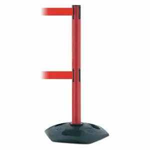 TENSABARRIER 886T2-21-MAX-NO-R5X-C Barrier Post With Belt, PVC, Red, 38 Inch Post Height, 2 1/2 Inch Post Dia | CU6GRE 30RG56