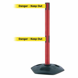 TENSABARRIER 886T2-21-MAX-NO-YDX-C Barrier Post With Belt, PVC, Red, 38 Inch Post Height, 2 1/2 Inch Post Dia | CU6GQK 30RG63