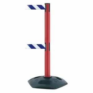 TENSABARRIER 886T2-21-STD-NO-D1X-C Barrier Post With Belt, PVC, Red, 38 Inch Post Height, 2 1/2 Inch Post Dia | CU6GQY 30RG16