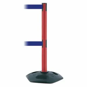 TENSABARRIER 886T2-21-STD-NO-L5X-C Barrier Post With Belt, PVC, Red, 38 Inch Post Height, 2 1/2 Inch Post Dia | CU6HLM 30RG15