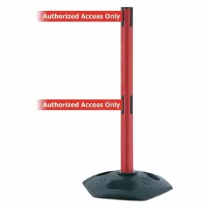 TENSABARRIER 886T2-21-STD-NO-RAX-C Barrier Post With Belt, PVC, Red, 38 Inch Post Height, 2 1/2 Inch Post Dia | CU6GQX 30RG22