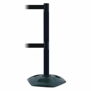 TENSABARRIER 886T2-33-MAX-NO-B9X-C Barrier Post With Belt, PVC, Black, 38 Inch Post Height, 2 1/2 Inch Post Dia | CU6GPG 30RG40