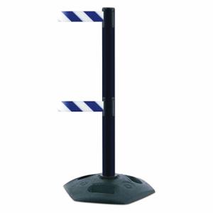 TENSABARRIER 886T2-33-MAX-NO-D1X-C Barrier Post With Belt, PVC, Black, 38 Inch Post Height, 2 1/2 Inch Post Dia | CU6HPP 30RG44
