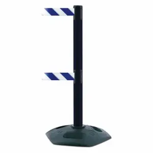 TENSABARRIER 886T2-33-MAX-NO-D1X-C Barrier Post With Belt, PVC, Black, 38 Inch Post Height, 2 1/2 Inch Post Dia | CU6HPP 30RG44