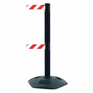 TENSABARRIER 886T2-33-MAX-NO-D3X-C Barrier Post With Belt, PVC, Black, 38 Inch Post Height, 2 1/2 Inch Post Dia | CU6GNX 30RG45