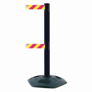 TENSABARRIER 886T2-33-MAX-NO-D5X-C Barrier Post With Belt, PVC, Black, 38 Inch Post Height, 2 1/2 Inch Post Dia | CU6GPM 30RG47