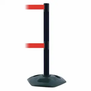 TENSABARRIER 886T2-33-MAX-NO-R5X-C Barrier Post With Belt, PVC, Black, 38 Inch Post Height, 2 1/2 Inch Post Dia | CU6GPR 30RG42