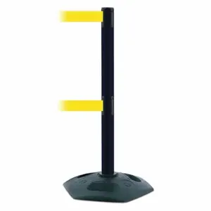 TENSABARRIER 886T2-33-MAX-NO-Y5X-C Barrier Post With Belt, PVC, Black, 38 Inch Post Height, 2 1/2 Inch Post Dia | CU6GPE 30RG41