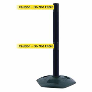 TENSABARRIER 886T2-33-MAX-NO-YAX-C Barrier Post With Belt, PVC, Black, 38 Inch Post Height, 2 1/2 Inch Post Dia | CU6GNZ 30RG48