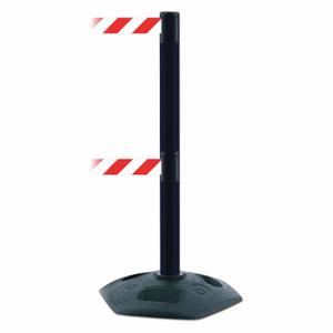 TENSABARRIER 886T2-33-STD-NO-D3X-C Barrier Post With Belt, PVC, Black, 38 Inch Post Height, 2 1/2 Inch Post Dia | CU6GPK 30RG03