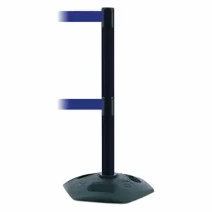 TENSABARRIER 886T2-33-STD-NO-L5X-C Barrier Post With Belt, PVC, Black, 38 Inch Post Height, 2 1/2 Inch Post Dia | CU6GPN 30RG01