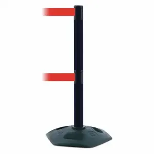 TENSABARRIER 886T2-33-STD-NO-R5X-C Barrier Post With Belt, PVC, Black, 38 Inch Post Height, 2 1/2 Inch Post Dia | CU6GPQ 30RF99