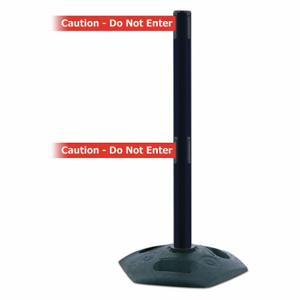 TENSABARRIER 886T2-33-STD-NO-RGX-C Barrier Post With Belt, PVC, Black, 38 Inch Post Height, 2 1/2 Inch Post Dia | CU6GPB 30RG09