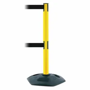 TENSABARRIER 886T2-35-MAX-NO-B9X-C Barrier Post With Belt, PVC, Yellow, 38 Inch Post Height, 2 1/2 Inch Post Dia, Hexagonal | CU6GUA 30RG68