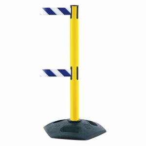 TENSABARRIER 886T2-35-MAX-NO-D1X-C Barrier Post With Belt, PVC, Yellow, 38 Inch Post Height, 2 1/2 Inch Post Dia, Hexagonal | CU6GTH 30RG72