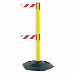 TENSABARRIER 886T2-35-MAX-NO-D3X-C Barrier Post With Belt, PVC, Yellow, 38 Inch Post Height, 2 1/2 Inch Post Dia, Hexagonal | CU6GUE 30RG73