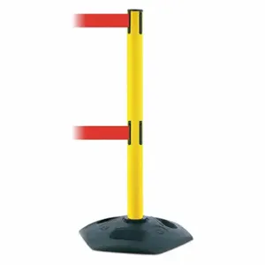 TENSABARRIER 886T2-35-MAX-NO-R5X-C Barrier Post With Belt, PVC, Yellow, 38 Inch Post Height, 2 1/2 Inch Post Dia | CU6GUJ 30RG70