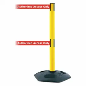 TENSABARRIER 886T2-35-MAX-NO-RAX-C Barrier Post With Belt, PVC, Yellow, 38 Inch Post Height, 2 1/2 Inch Post Dia, Hexagonal | CU6GUB 30RG78