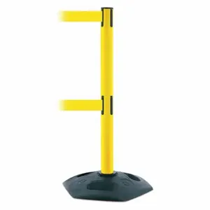 TENSABARRIER 886T2-35-MAX-NO-Y5X-C Barrier Post With Belt, PVC, Yellow, 38 Inch Post Height, 2 1/2 Inch Post Dia, Hexagonal | CU6GTG 30RG69