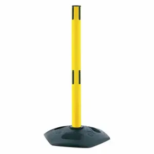 TENSABARRIER 886T2-35-RCV Dual Belt Receiver Post, 38 Inch Ht, Plastic, Yellow, 2 1/2 Inch Post Dia, Flat | CU6JJU 30RG84