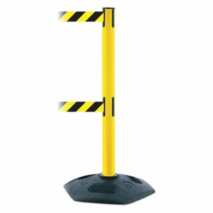 TENSABARRIER 886T2-35-STD-NO-D4X-C Barrier Post With Belt, PVC, Yellow, 38 Inch Post Height, 2 1/2 Inch Post Dia, Hexagonal | CU6GTK 30RG32