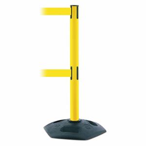 TENSABARRIER 886T2-35-STD-NO-Y5X-C Barrier Post With Belt, PVC, Yellow, 38 Inch Post Height, 2 1/2 Inch Post Dia, Hexagonal | CU6GUF 30RG27