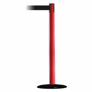 TENSABARRIER 889B-33-21-MAX-NO-B9X-C Barrier Post With Belt, Steel, Red, 38 Inch Post Height, 2 1/2 Inch Post Dia | CU6HFQ 20YK26