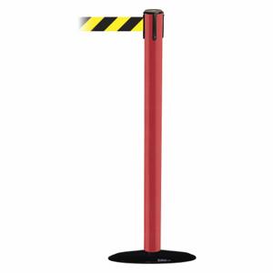 TENSABARRIER 889B-33-21-MAX-NO-D4X-C Barrier Post With Belt, Steel, Red, 38 Inch Post Height, 2 1/2 Inch Post Dia | CU6HFH 20YK31