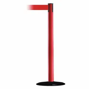 TENSABARRIER 889B-33-21-MAX-NO-R5X-C Barrier Post With Belt, Steel, Red, 38 Inch Post Height, 2 1/2 Inch Post Dia | CU6HNY 20YK29