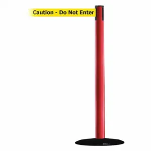 TENSABARRIER 889B-33-21-MAX-NO-YAX-C Barrier Post With Belt, Steel, Red, 38 Inch Post Height, 2 1/2 Inch Post Dia | CU6HPF 20YK32