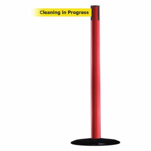TENSABARRIER 889B-33-21-MAX-NO-YCX-C Barrier Post With Belt, Steel, Red, 38 Inch Post Height, 2 1/2 Inch Post Dia | CU6HFV 20YK33