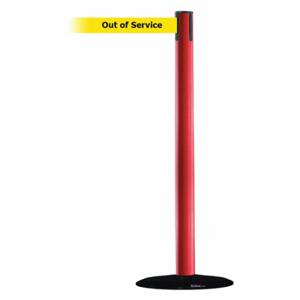 TENSABARRIER 889B-33-21-MAX-NO-YEX-C Barrier Post With Belt, Steel, Red, 38 Inch Post Height, 2 1/2 Inch Post Dia | CU6HFP 20YK35