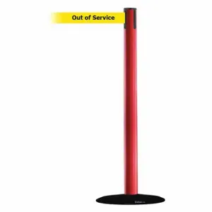 TENSABARRIER 889B-33-21-MAX-NO-YEX-C Barrier Post With Belt, Steel, Red, 38 Inch Post Height, 2 1/2 Inch Post Dia | CU6HFP 20YK35